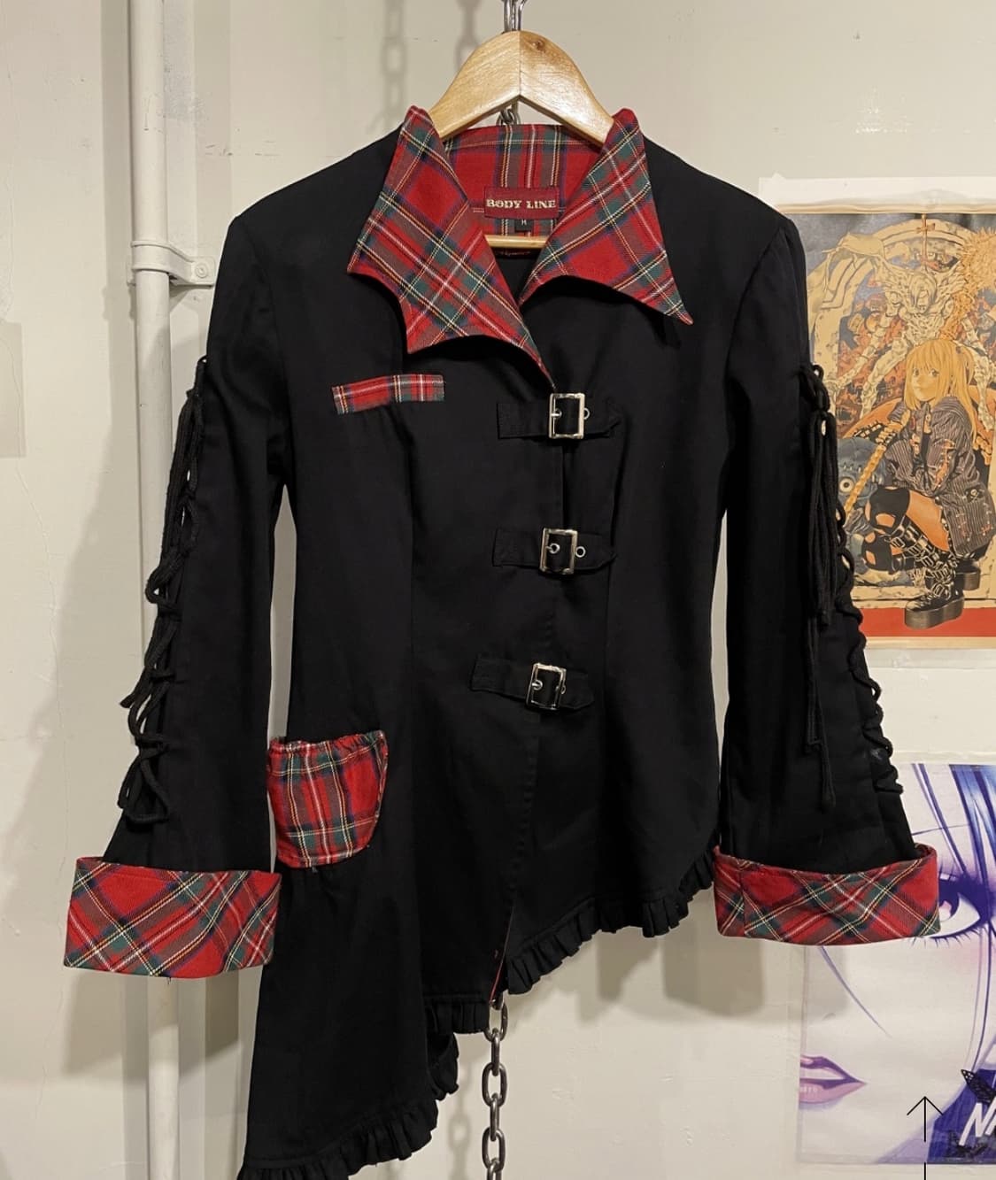 바디라인 체크 언밸런스 재킷 펑크 타탄체크 상품이미지2