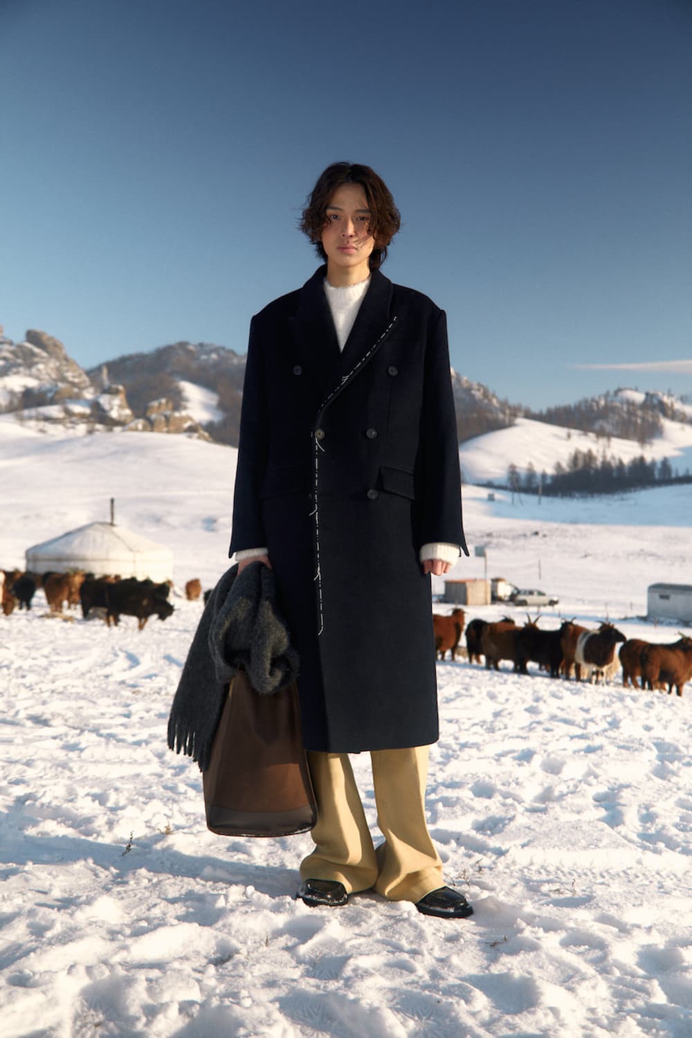 [L] STU 핸드 스티치 더블 코트 블랙 상품이미지4