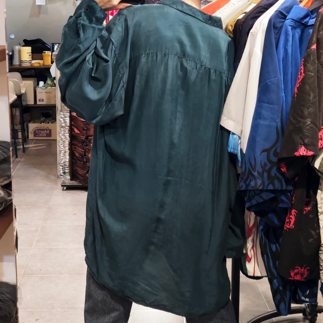 [NO.9] 다크그린 실크셔츠 상품이미지4