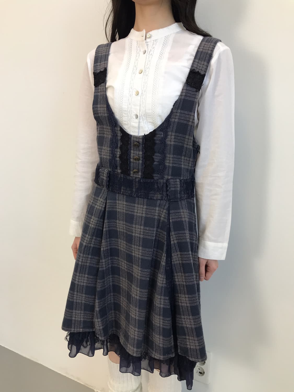 axes femme Plaid Layered Skirt Dress 상품이미지3