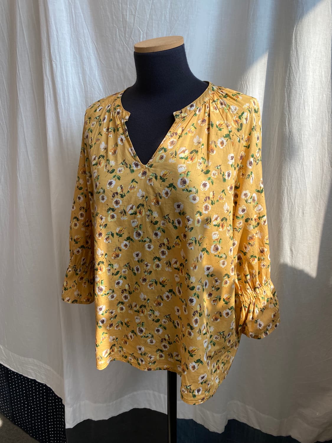 옐로우 플라워 7부블라우스(L) 상품이미지2