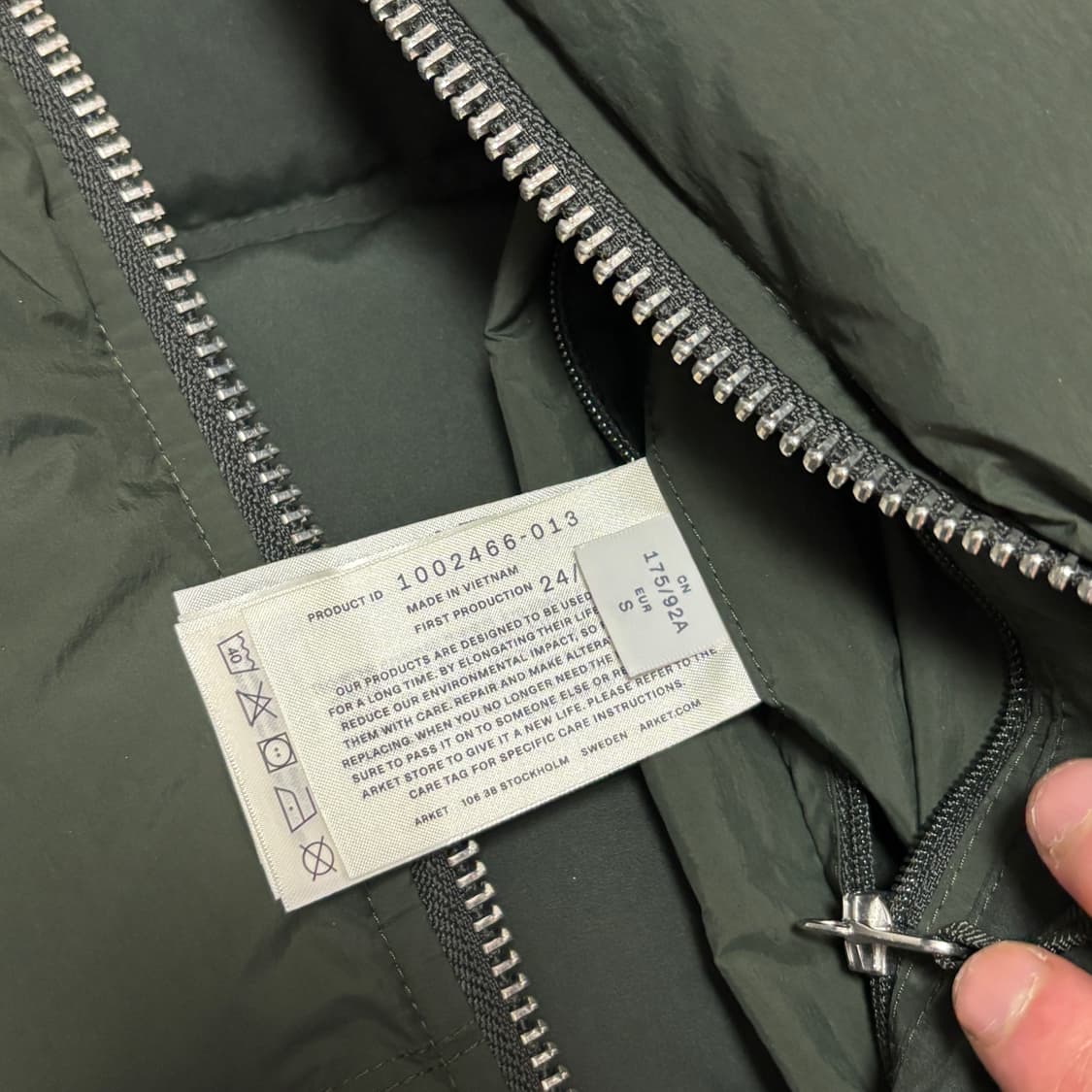 [유럽 S] 아르켓 다운 푸퍼 자켓 카키 다크그린 패딩 세제품 상품이미지5