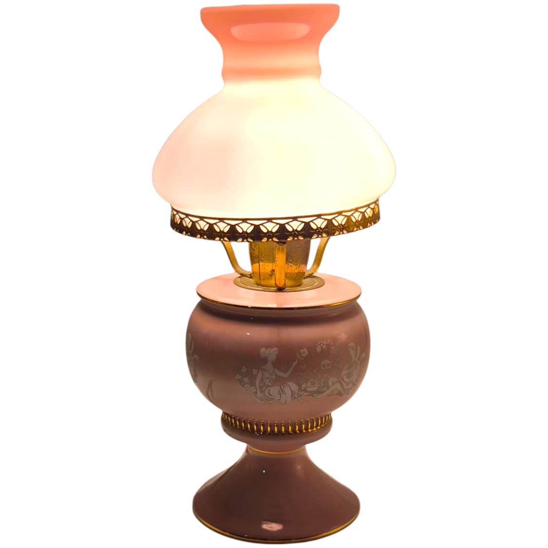 60s 이탈리아 플로렌틴 핑크 오팔린 엔틱 램프 상품이미지1