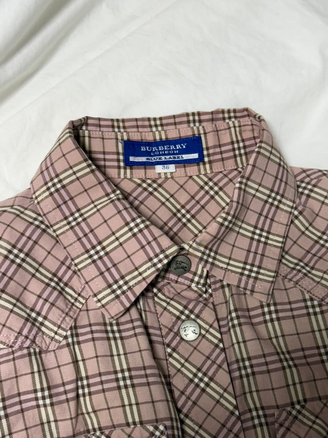 버버리 블루라벨 핑크 체크 셔츠 상품이미지4