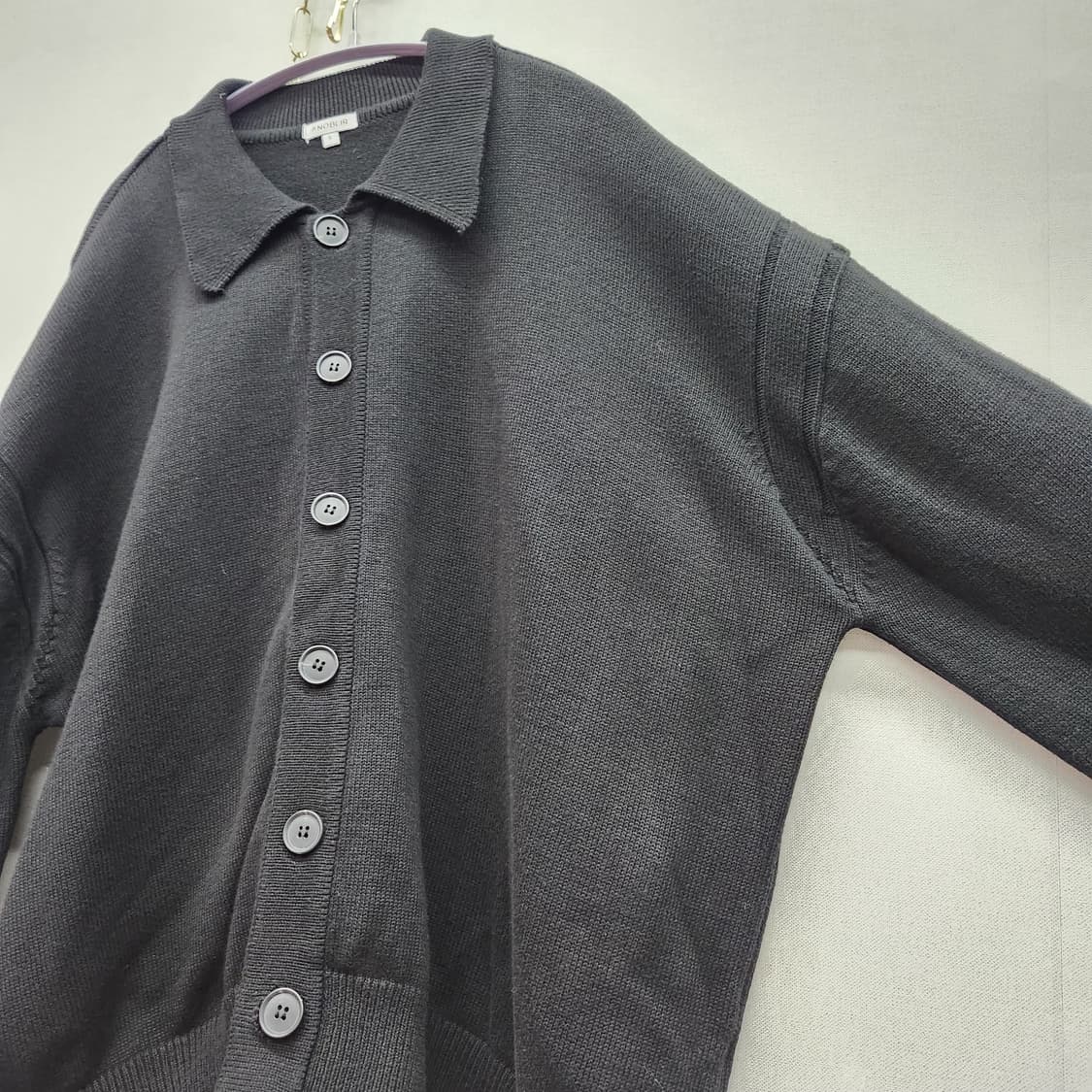 아노블리어 크롭 코튼 니트 오버핏 가디건 S(2XL) 상품이미지3