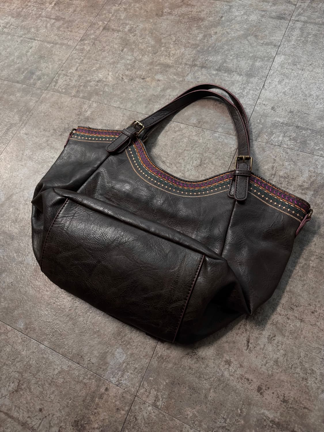 데시구알 자수 레더 숄더 백 상품이미지4