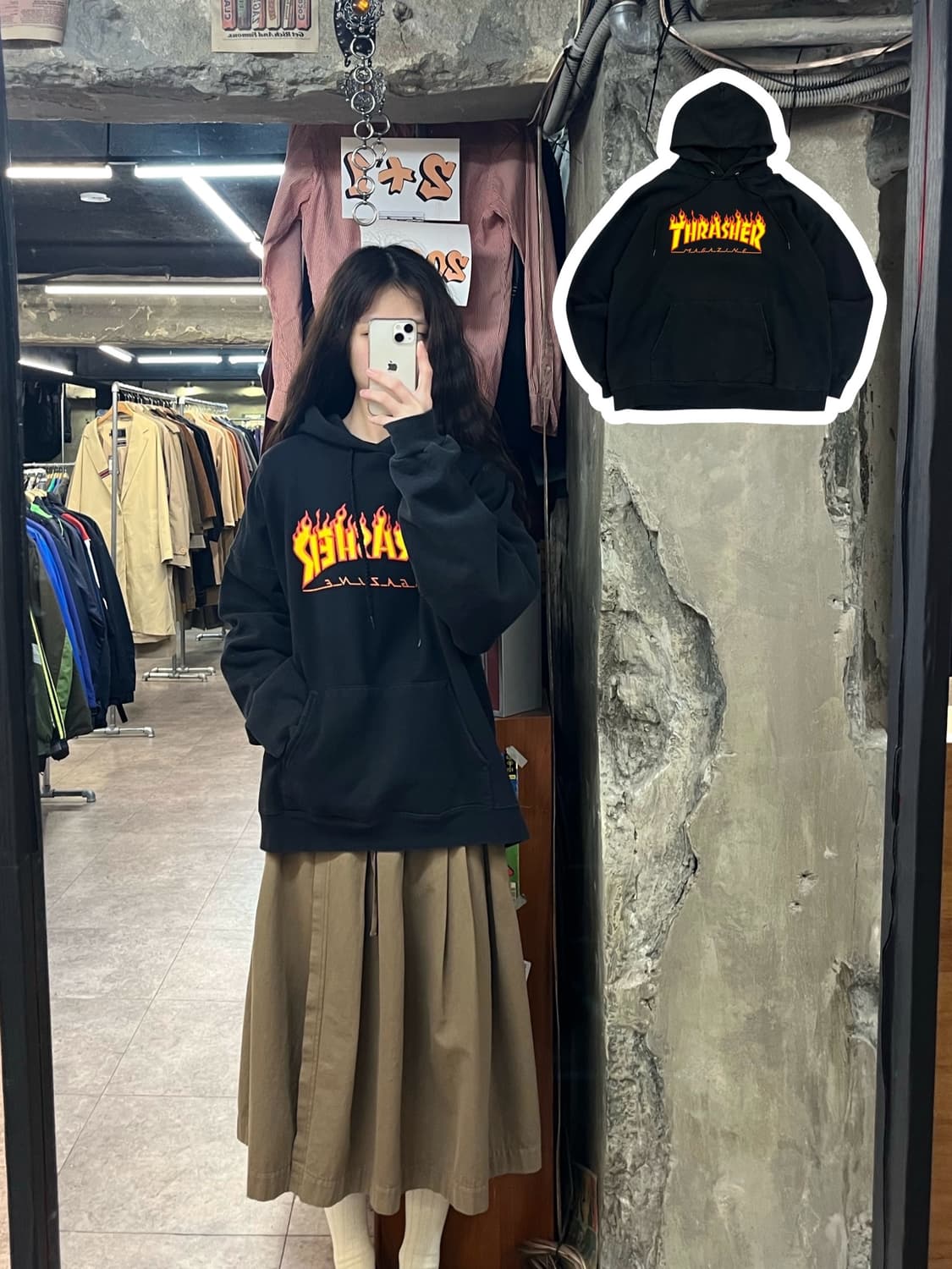 트레셔 기모 후드티 블랙 L  #csz3157 상품이미지1