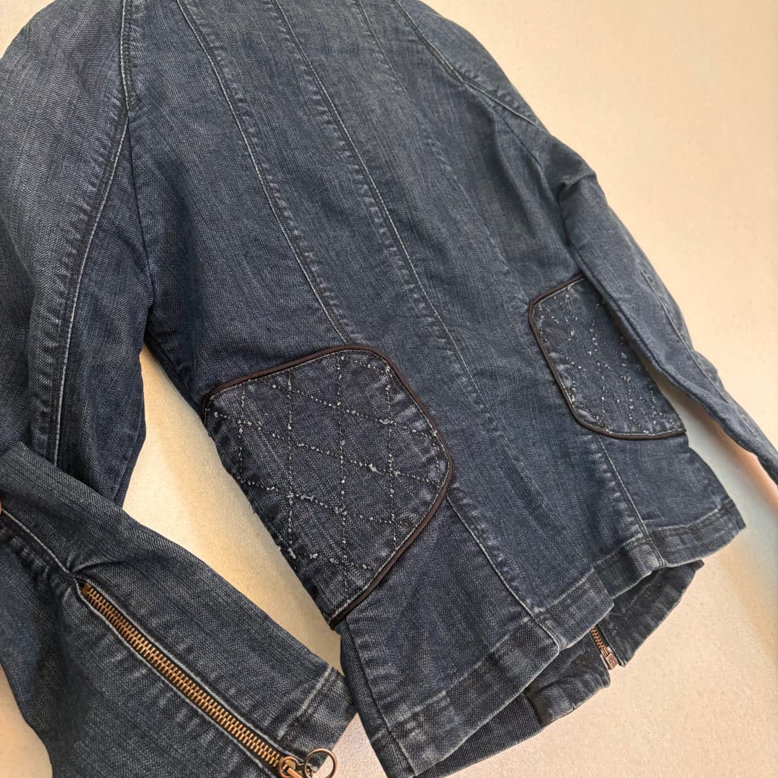 EXTE 엑스떼 여성 S 데님 자켓 스판 바이커 이태리 수입 정품 상품이미지9