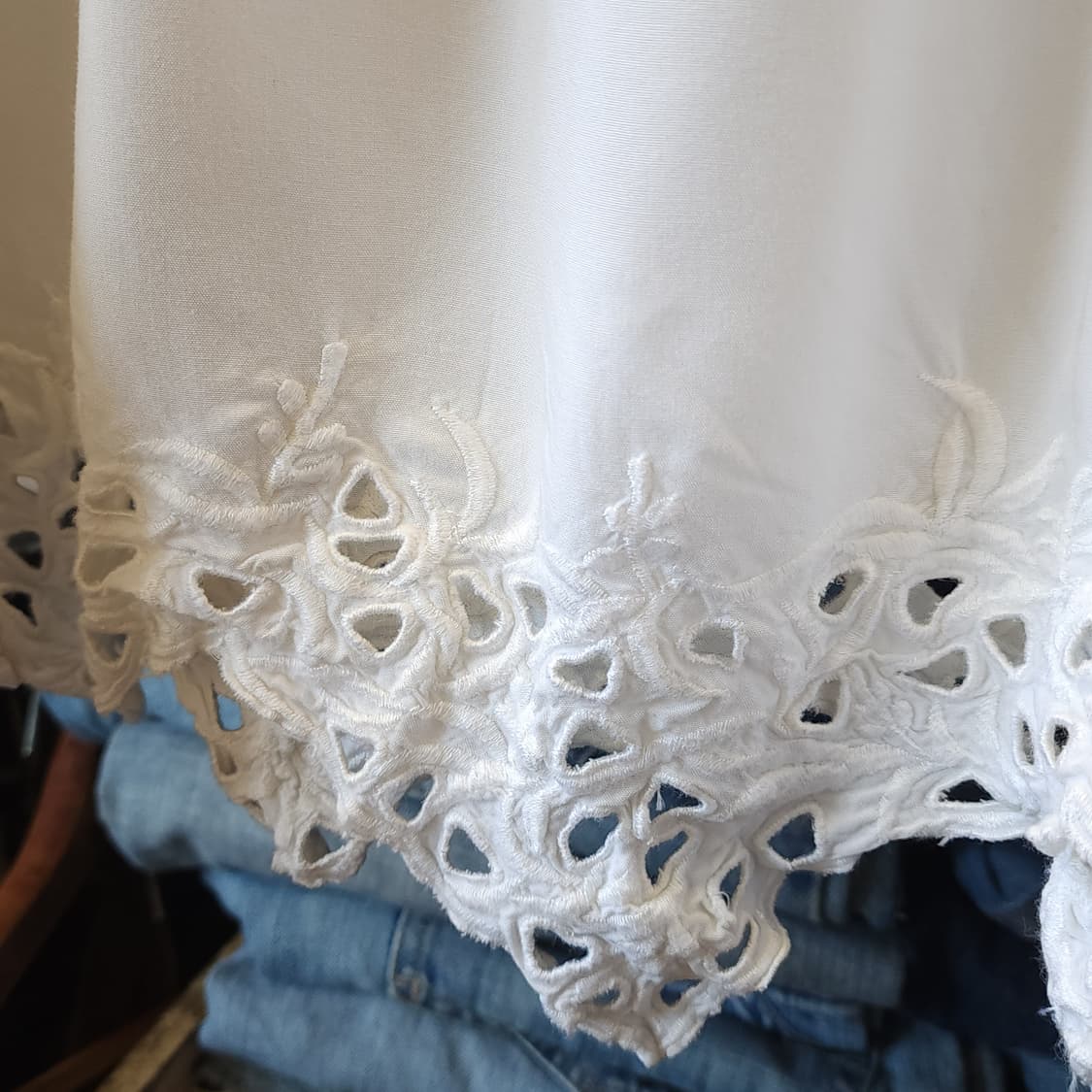 90s 빈티지 스커트 유럽  화이트 스커트 자수 밑단 빅사이즈 스커트3x 상품이미지5