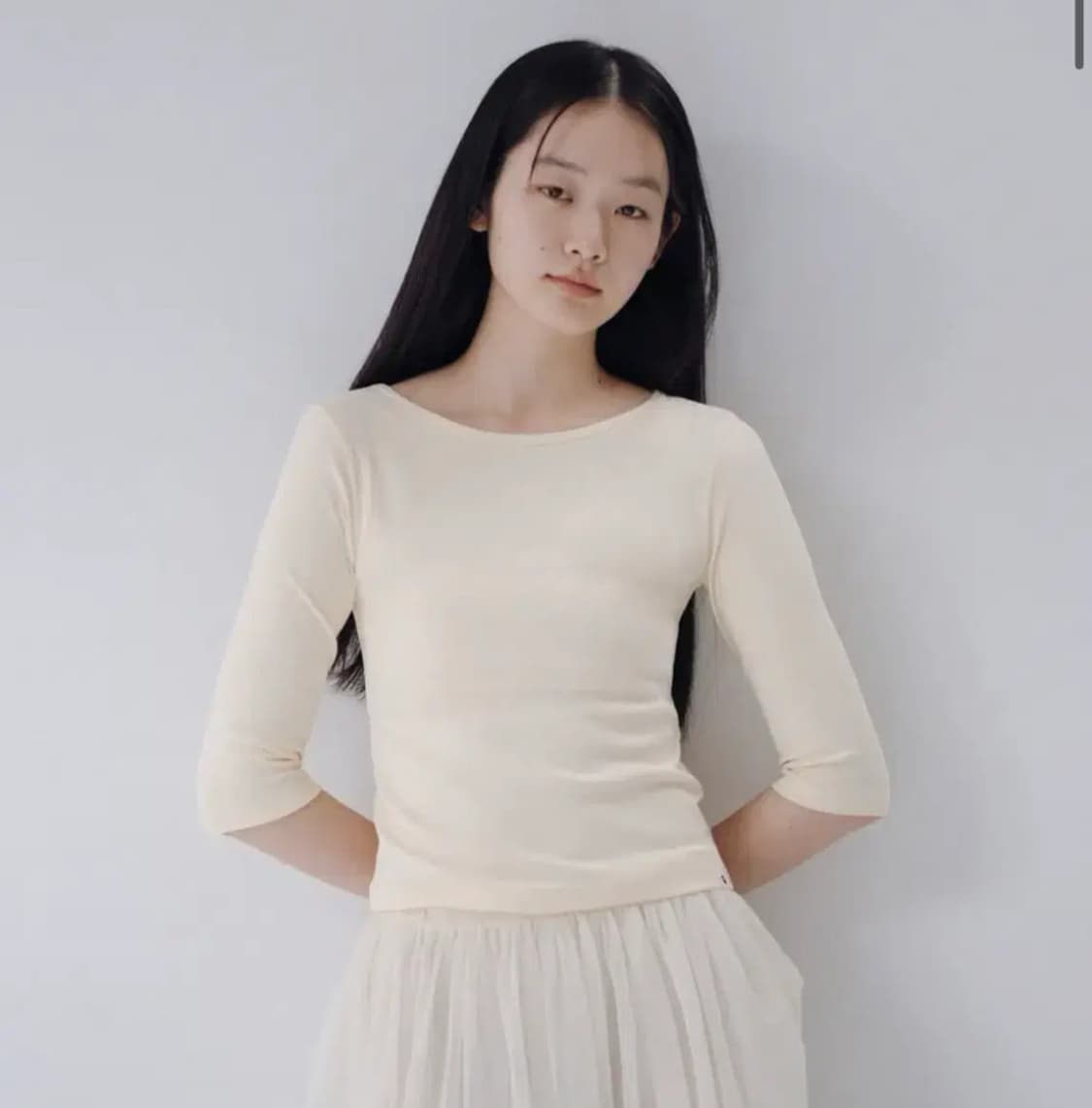 오헤시오 3/4 슬리브 티셔츠 버터색상 상품이미지1