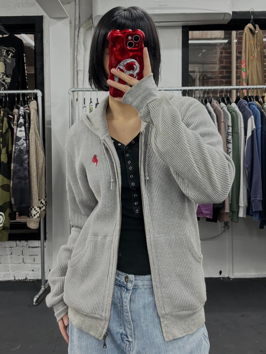 히스테릭 글래머 데빌걸 와플 후드집업 상품이미지2