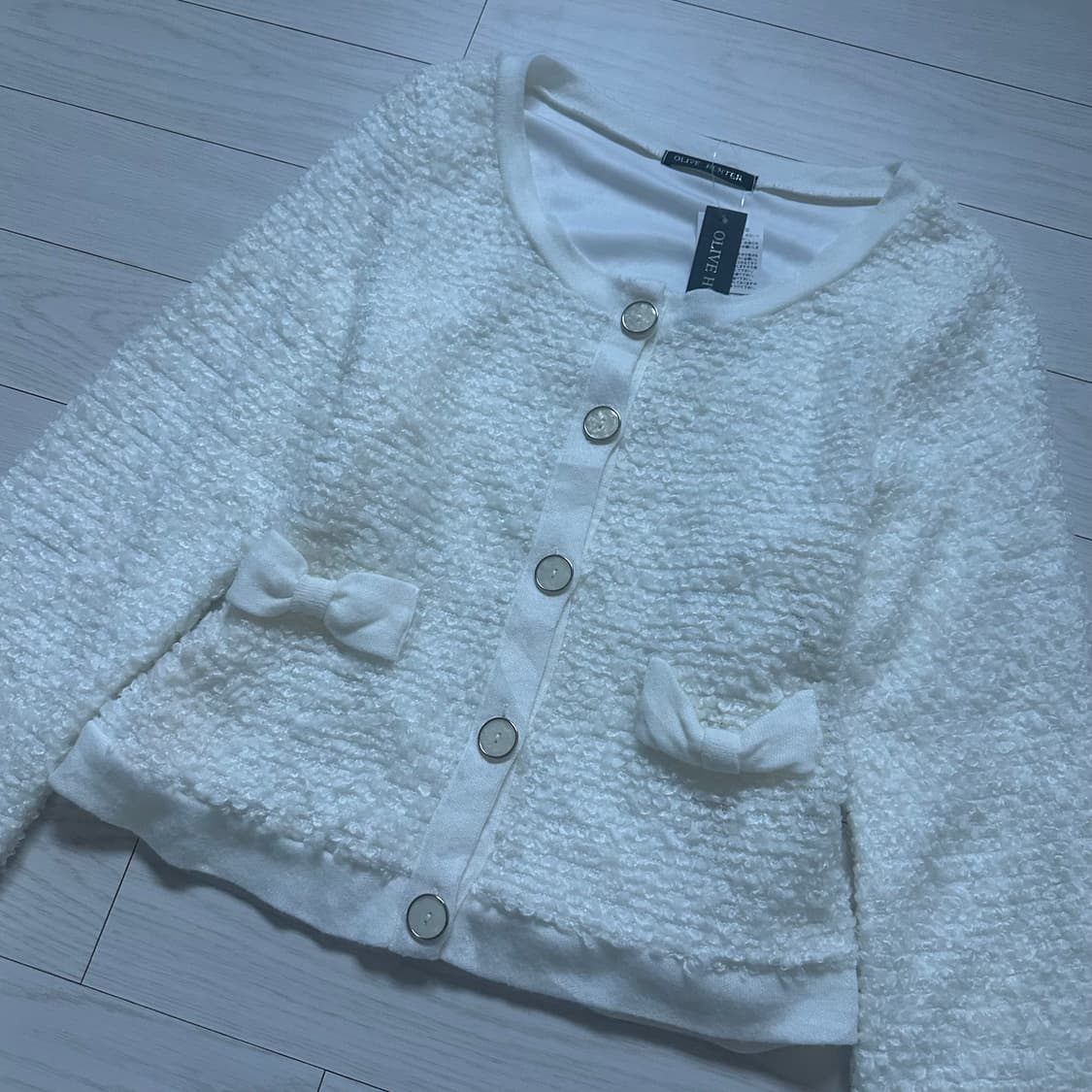 데드스탁 리본 히메갸루 자켓 노카라 부클 트위드 자켓 / 일브 / 일빈 상품이미지2