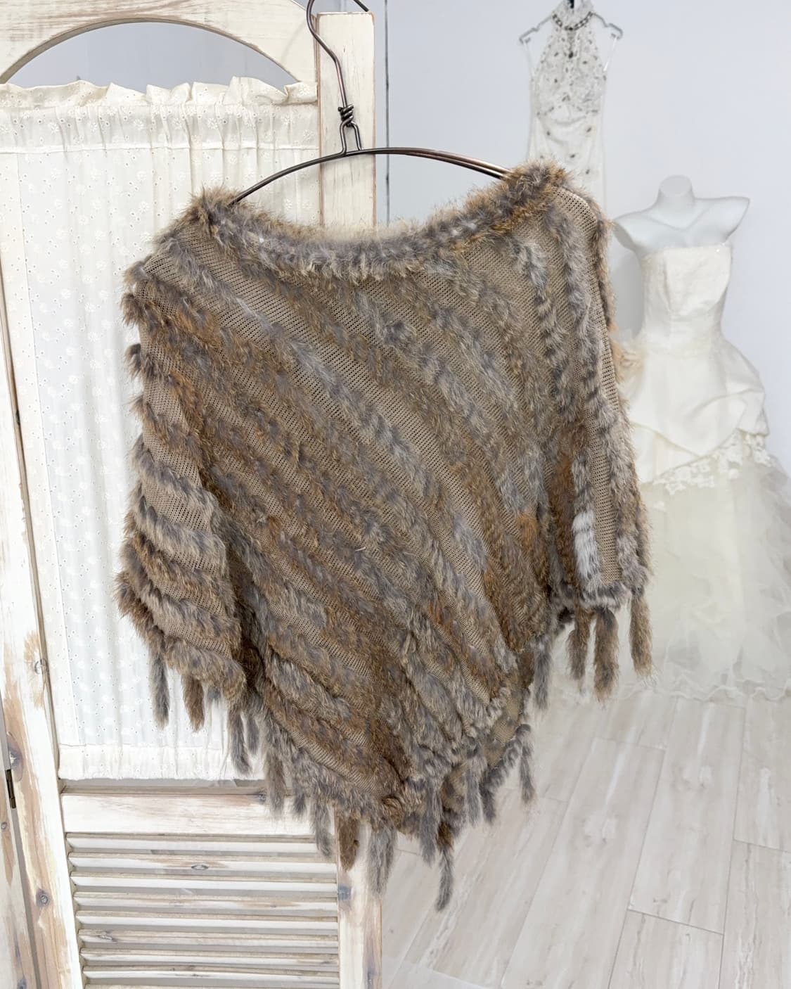 Mix brown rabbit fur cape 상품이미지1