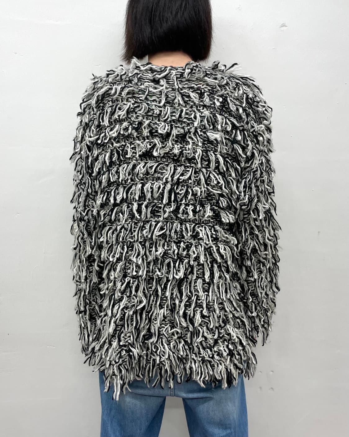  Black and white fur rope cardigan 상품이미지2