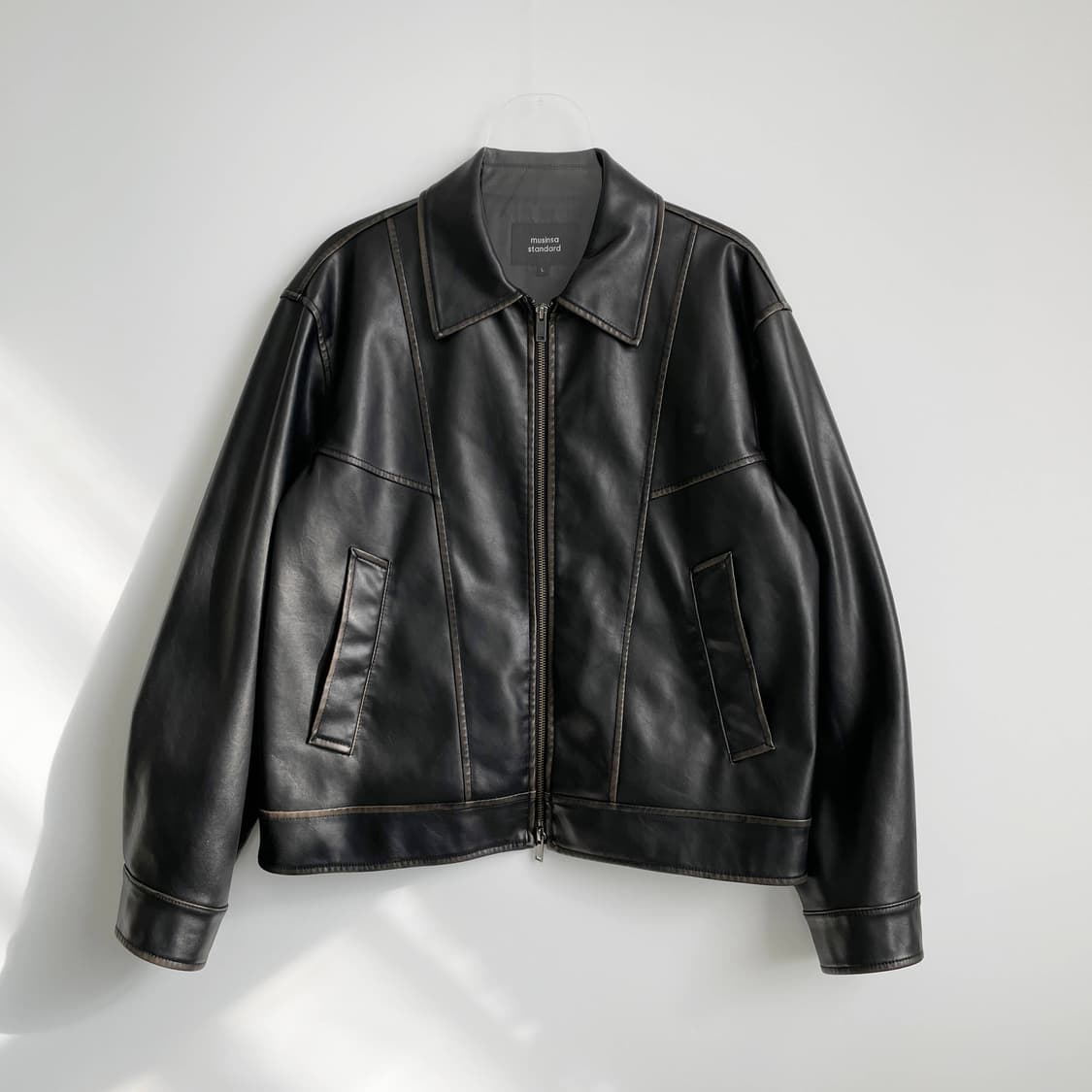 F2 무신사 스탠다드 페이디드 신세틱 레더 싱글 재킷 L사이즈 상품이미지1