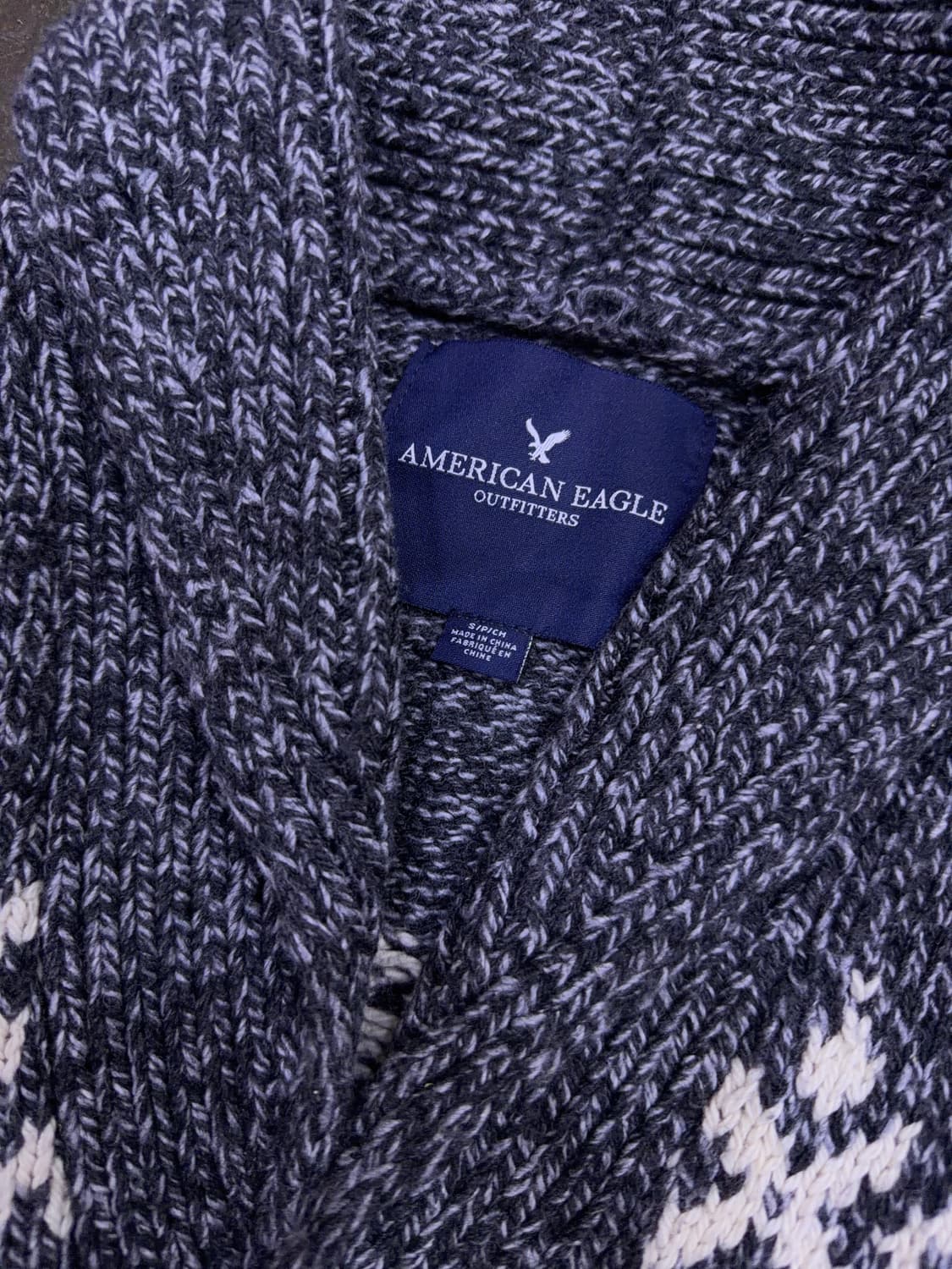 아메리칸이글 페어아일 스노우 플레이크 숄 카라 스웨터 가디건 S 상품이미지4