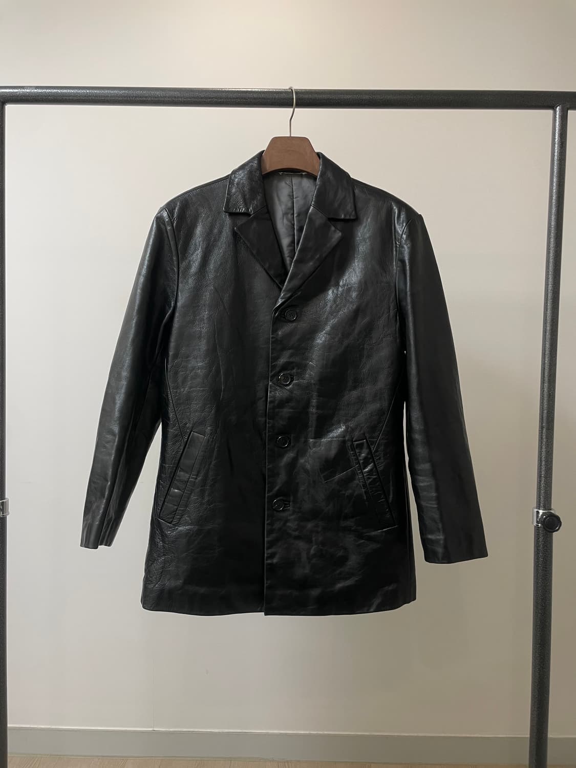 (100) Ziozia 지오지아 카프스킨 송아지 가죽 레더 코트 상품이미지1