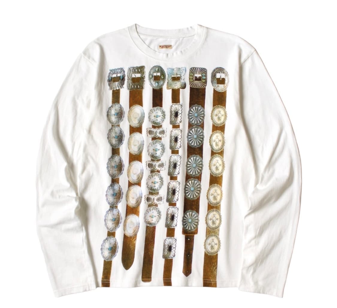 [3][4]캐피탈 20 커튼 콘초 프린트 저지 크루 롱 티셔츠 화이트 상품이미지1