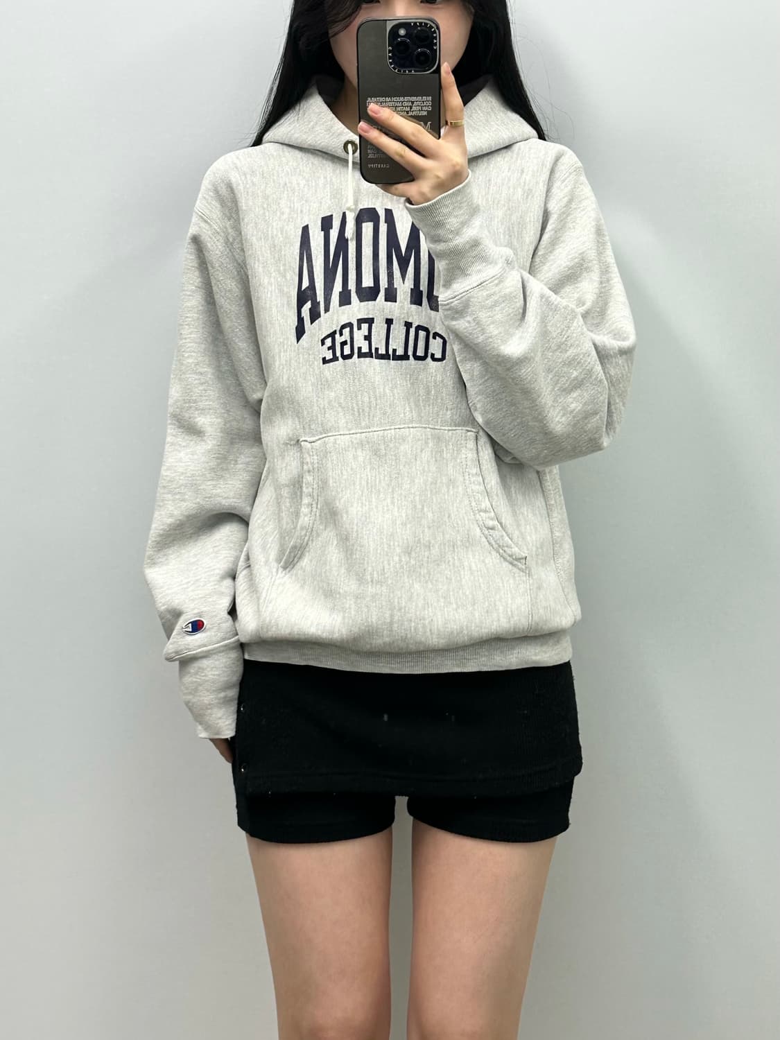 챔피온 리버스위브 컬리지 그레이 후드티 상품이미지1