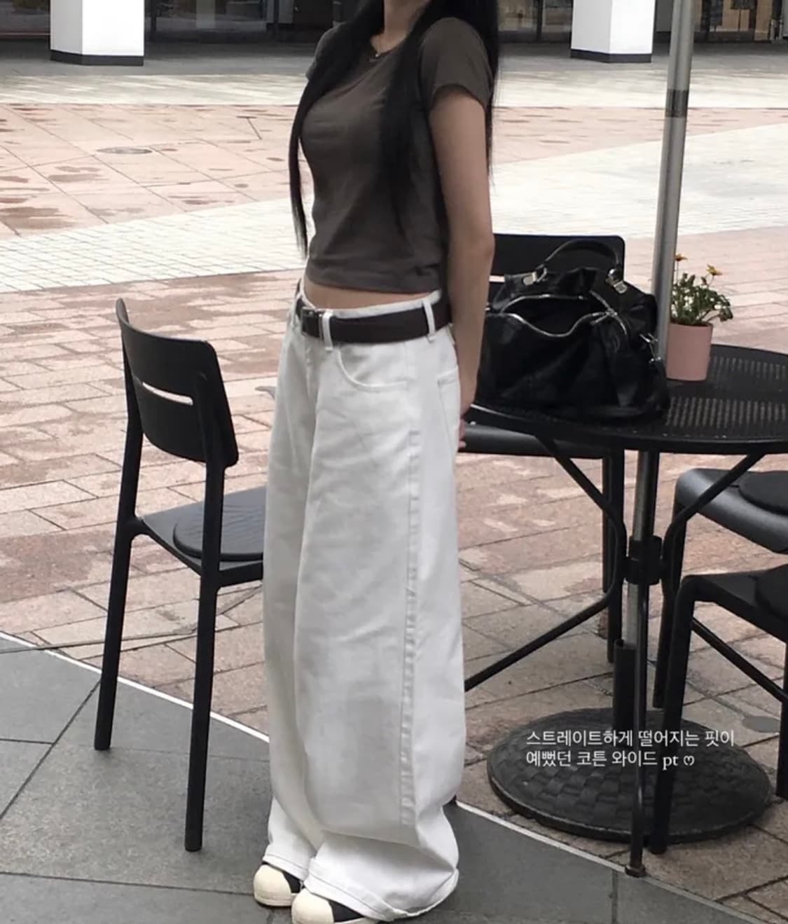 화이트 와이드 데님팬츠 상품이미지2