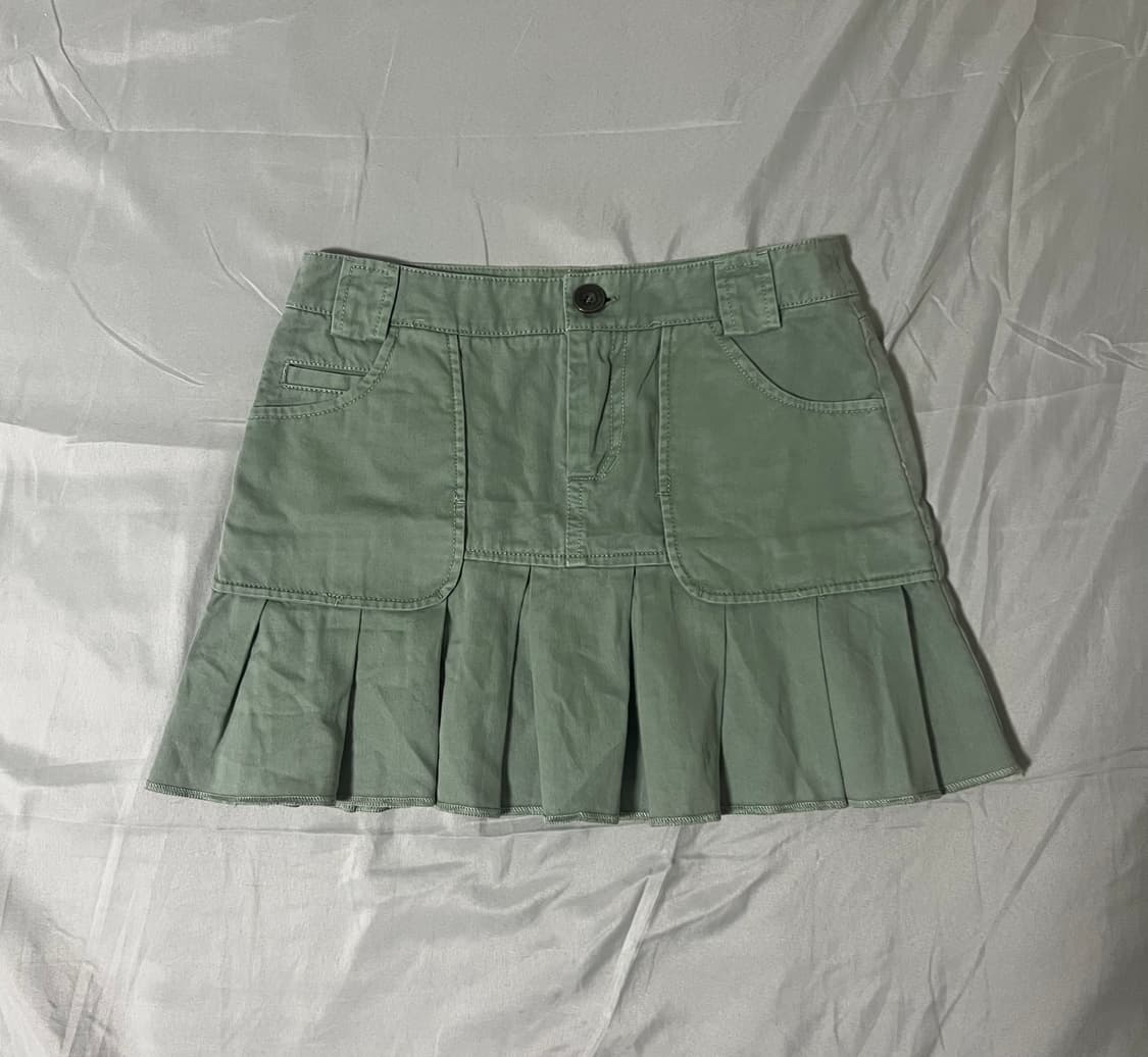 ✨vintage mint pleats skirt y2k 프레피 하이틴 상품이미지1