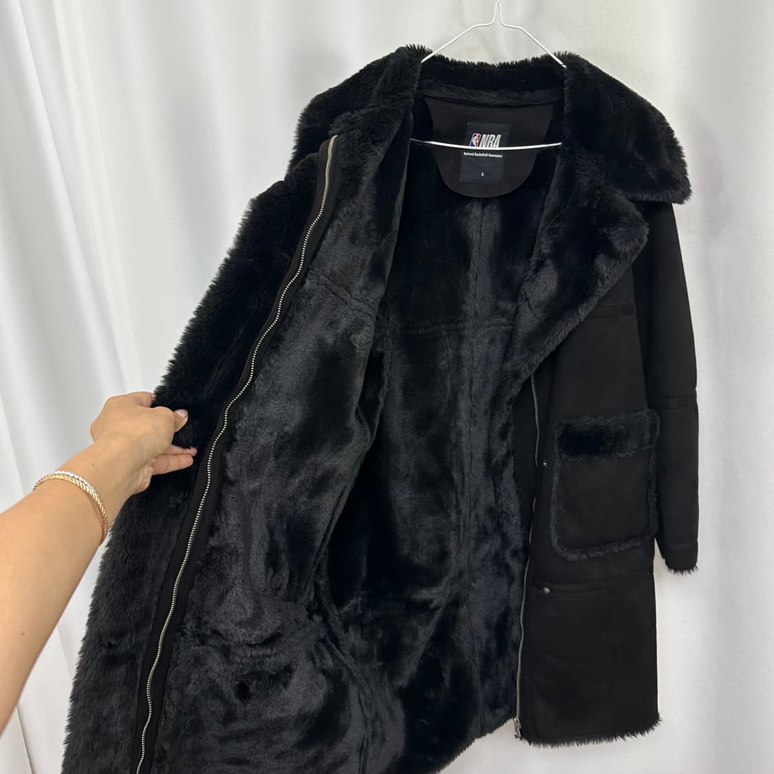   NBA 여자 보들보들 무스탕 안감퍼 롱코트 블랙 S  상품이미지7