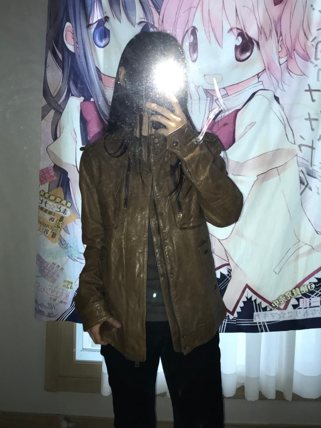 브라운 디테일 레더 자켓 상품이미지2