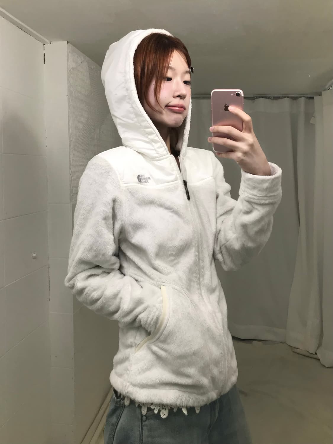 노스페이스 화이트 후리스 후드집업 자켓 상품이미지2