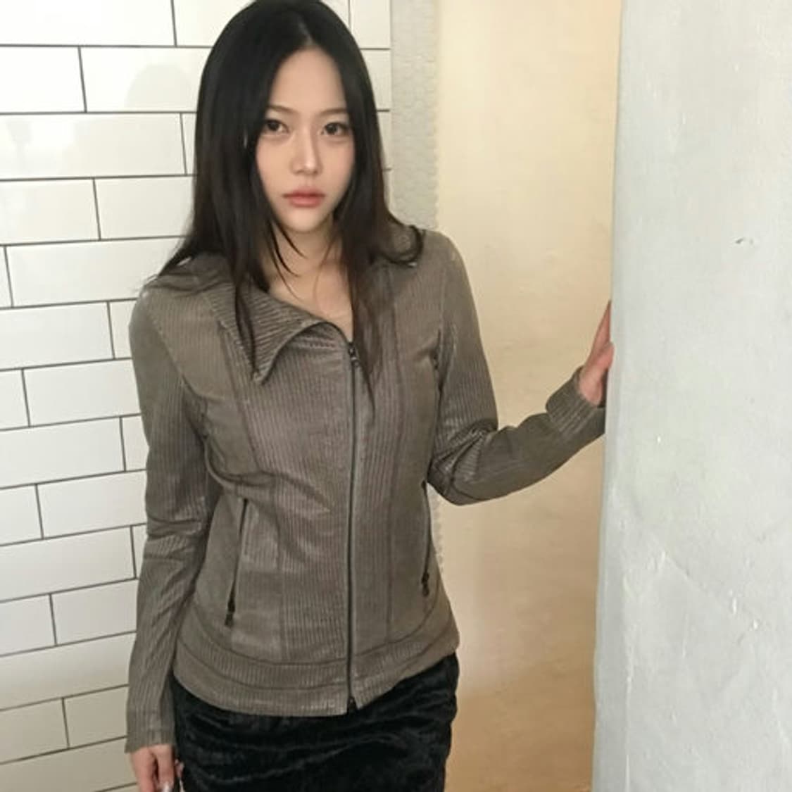 드롬(DROMe) 하이엔드 미니멀 가죽 집업 자켓 상품이미지7