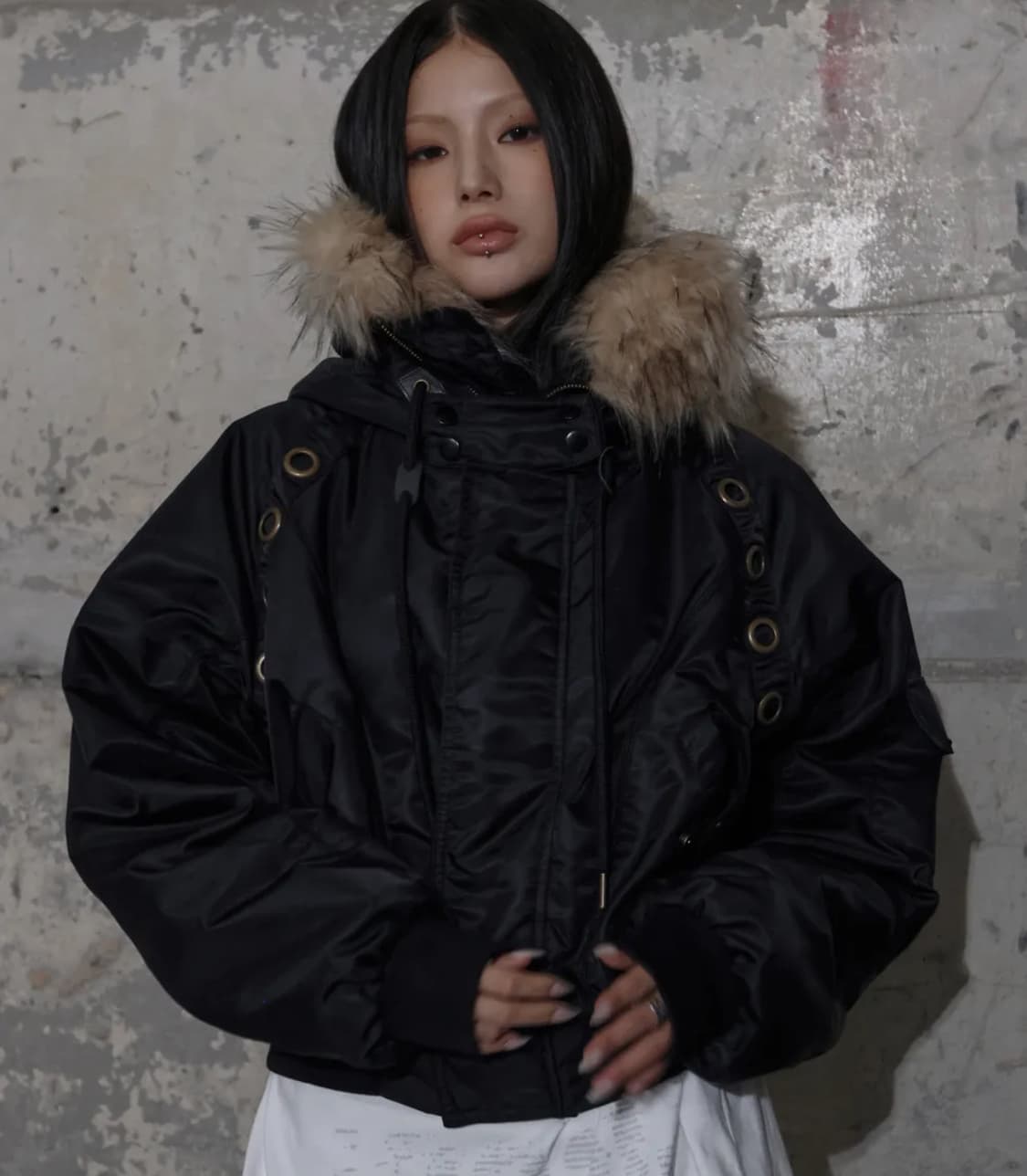 팬시클럽 아일렛 퍼 MA-1 (BLACK) 상품이미지1