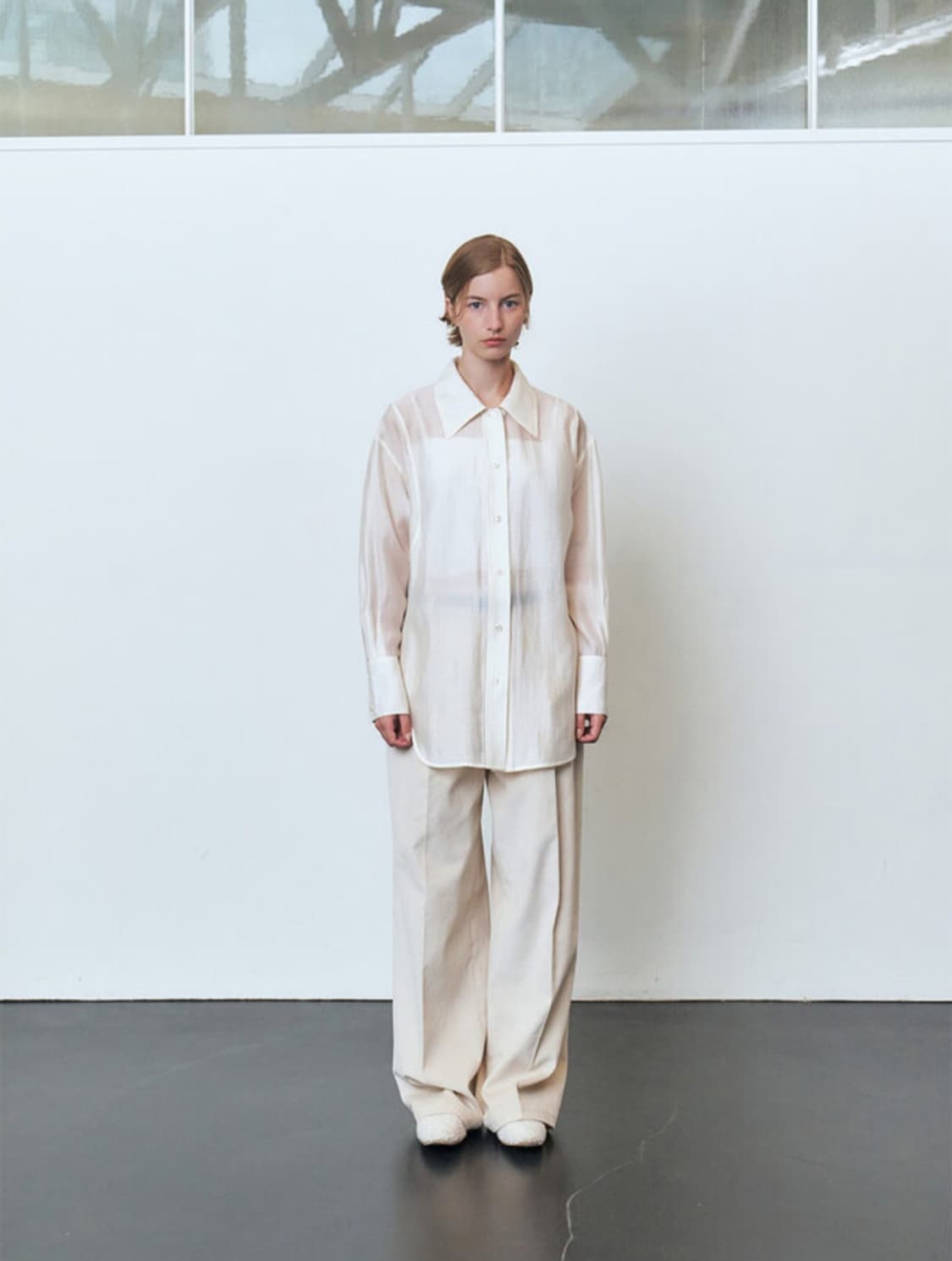 새상품) 모한 mohan 암홀 스티치 루즈핏 셔츠 블라우스 아이보리 M 상품이미지3