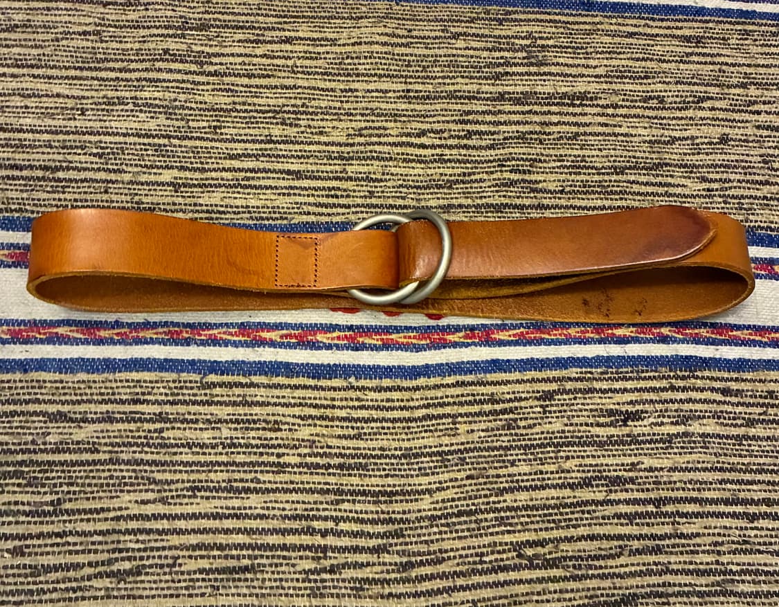 (29~34)90s japan 타케오키쿠치 카우 레더 더블 D링 가죽벨트 상품이미지1