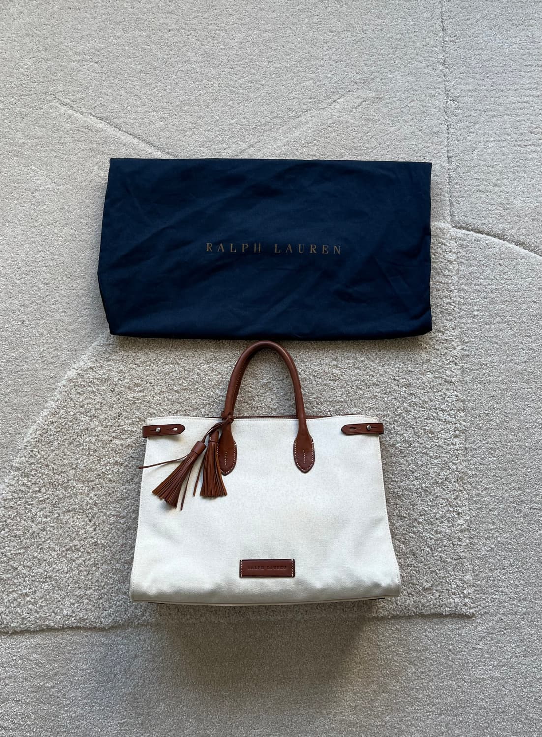 폴로 랄프로렌 캔버스 레더 테슬 토트백  상품이미지7