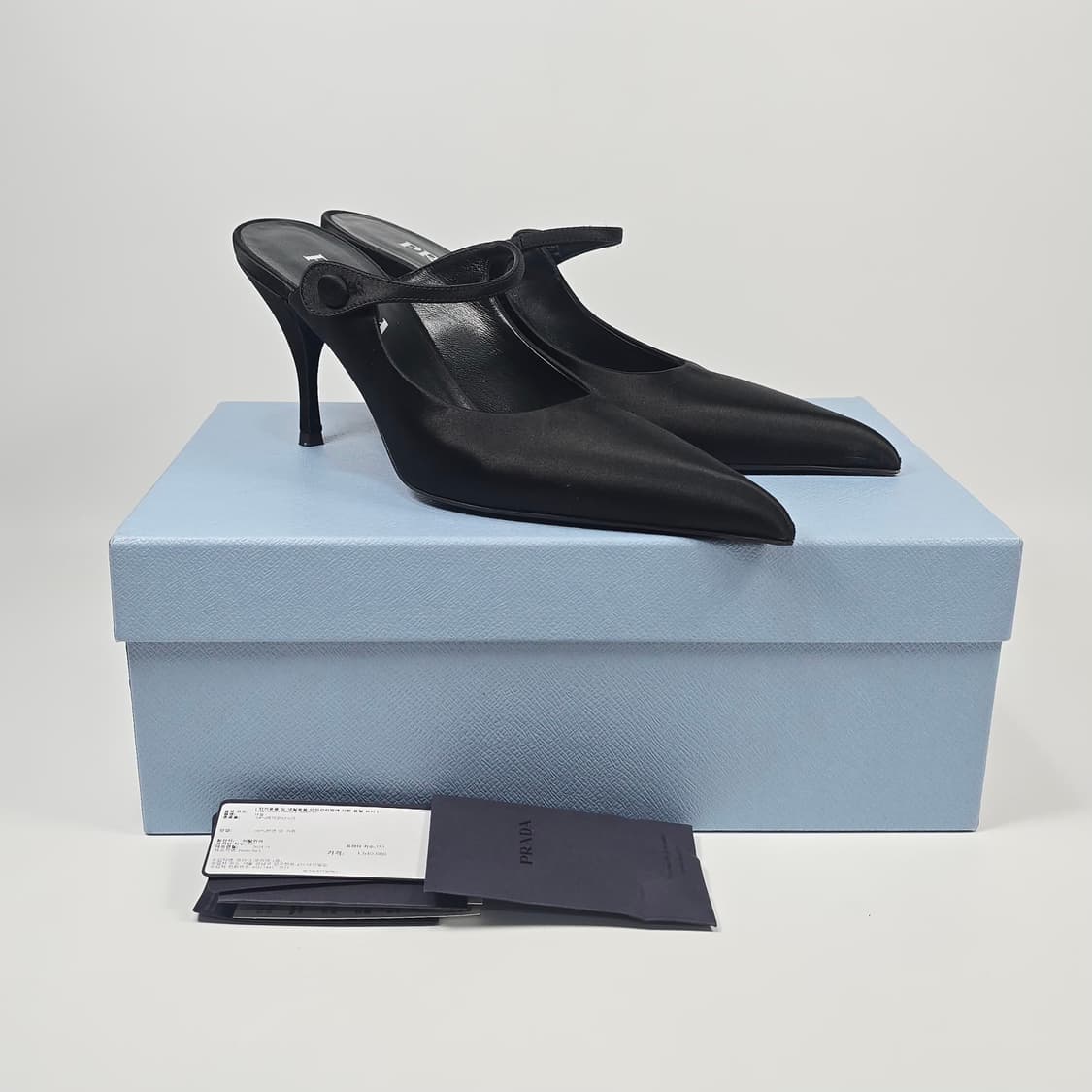 프라다 새틴 하이힐 뮬 슬링백 펌프스 ( 225 ) 상품이미지1