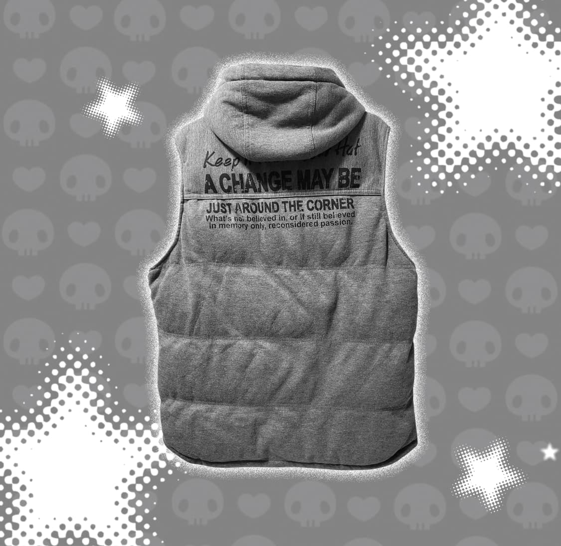 펑크y2k갸루 레터링 후드 집업 패딩 조끼 베스트 상품이미지2