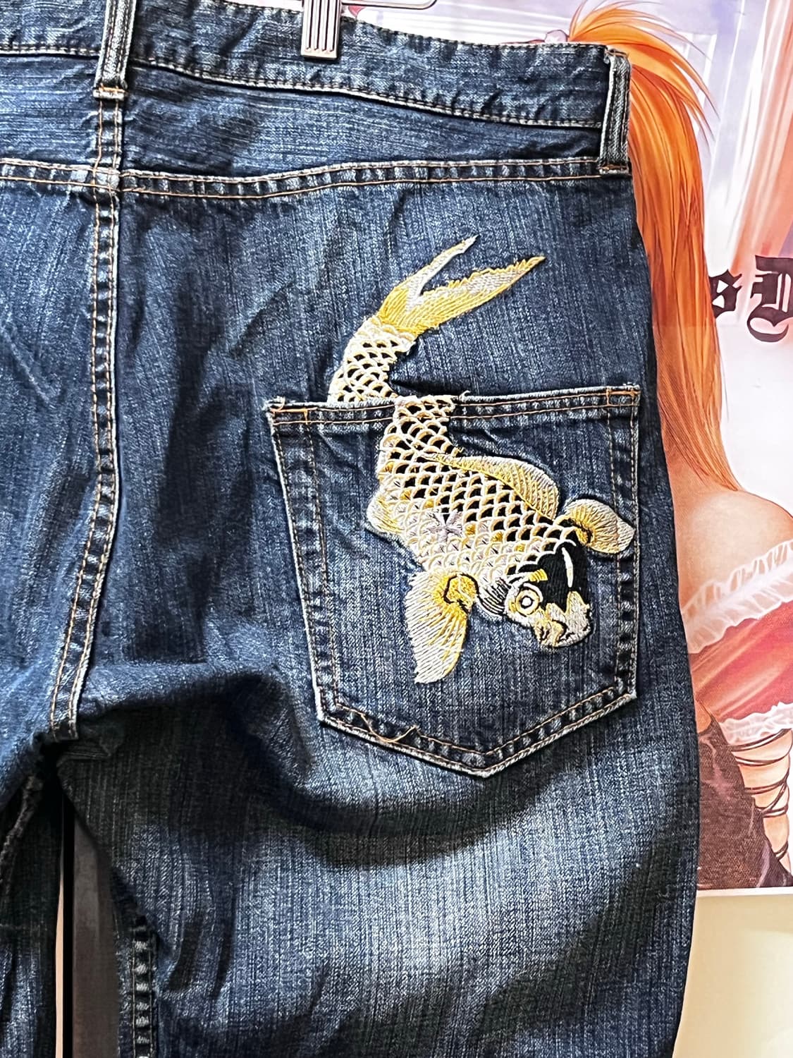 오리엔탈 잉어 자수 데님 상품이미지4