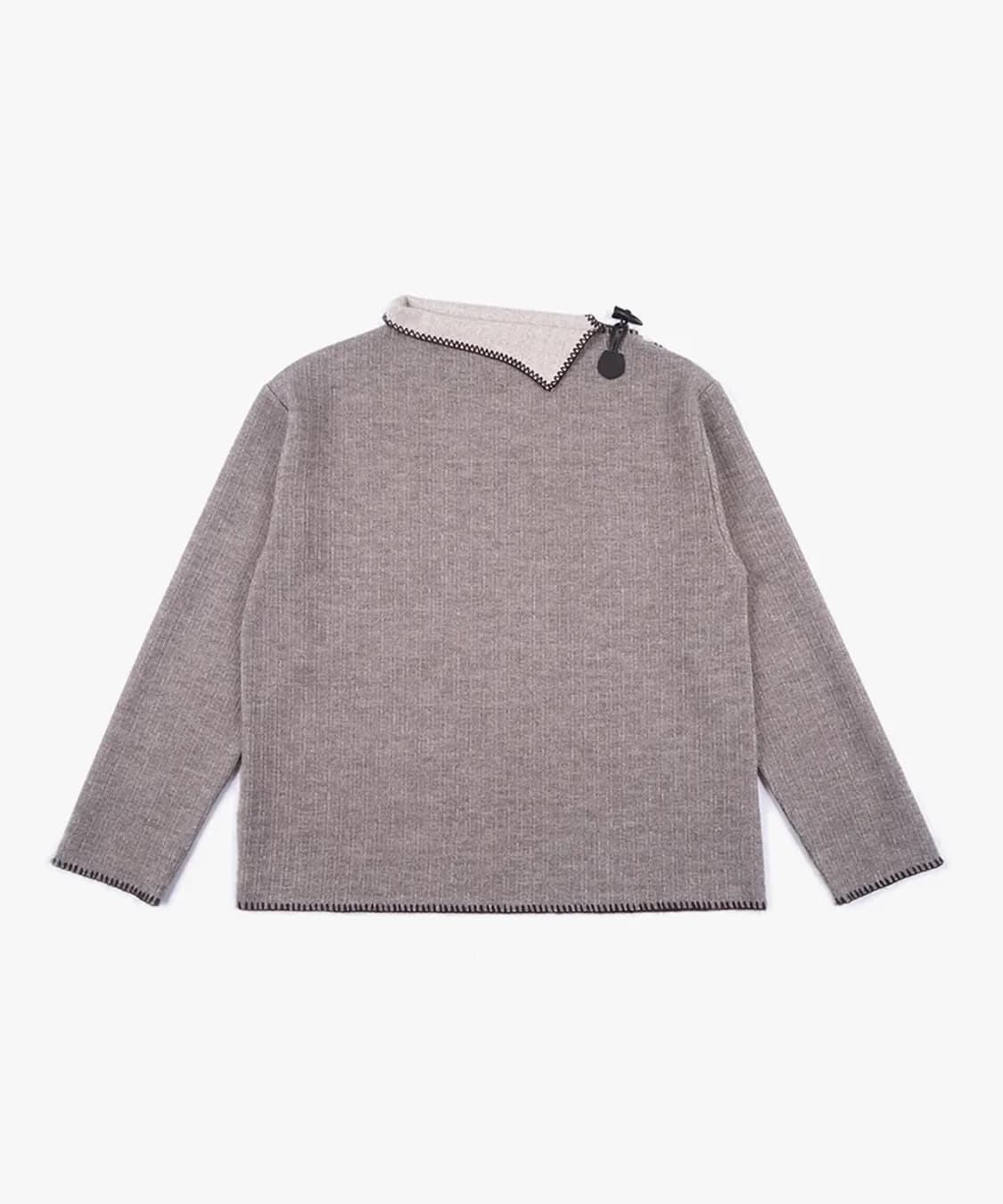 할로미늄 토글 니트 탑 브라운 상품이미지1