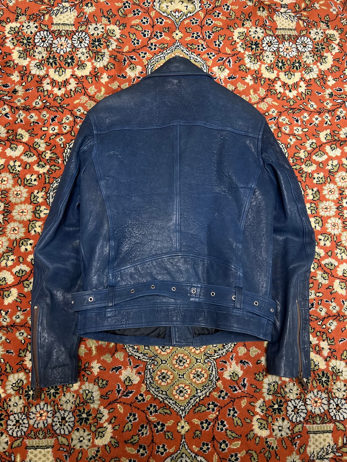 [L] Jpn 빈티지 네이비 램스킨 더블 라이더자켓 상품이미지4