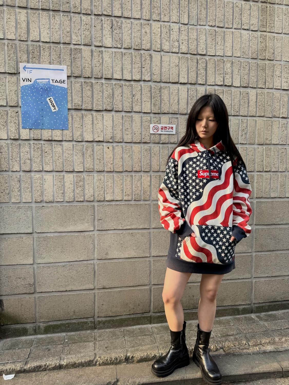 Supreme 14F/W 성조기 박스로고 후드티 상품이미지5