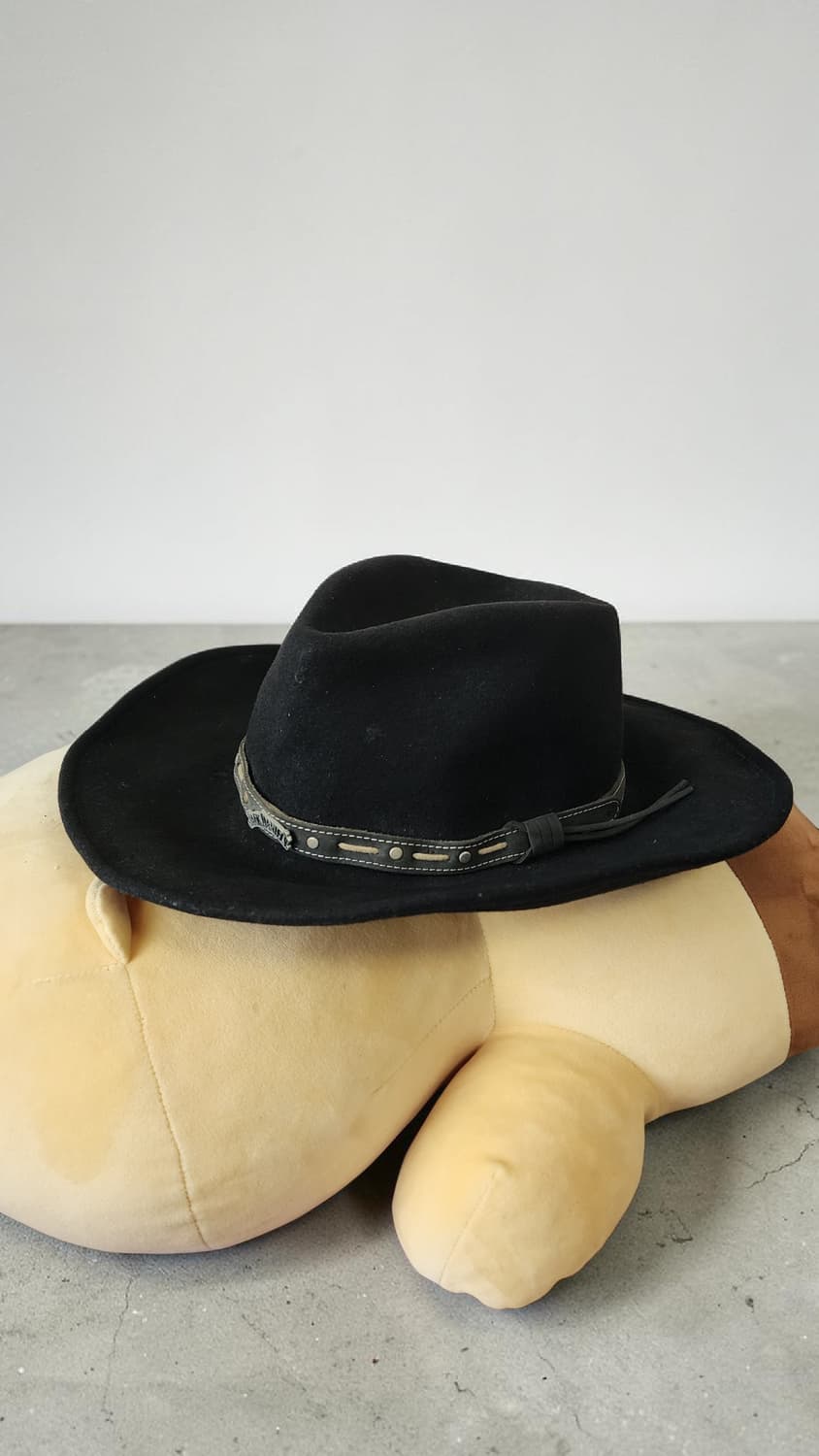 USA JACK DANIELS 블랙 울 페도라 웨스턴 카우보이 모자 상품이미지1