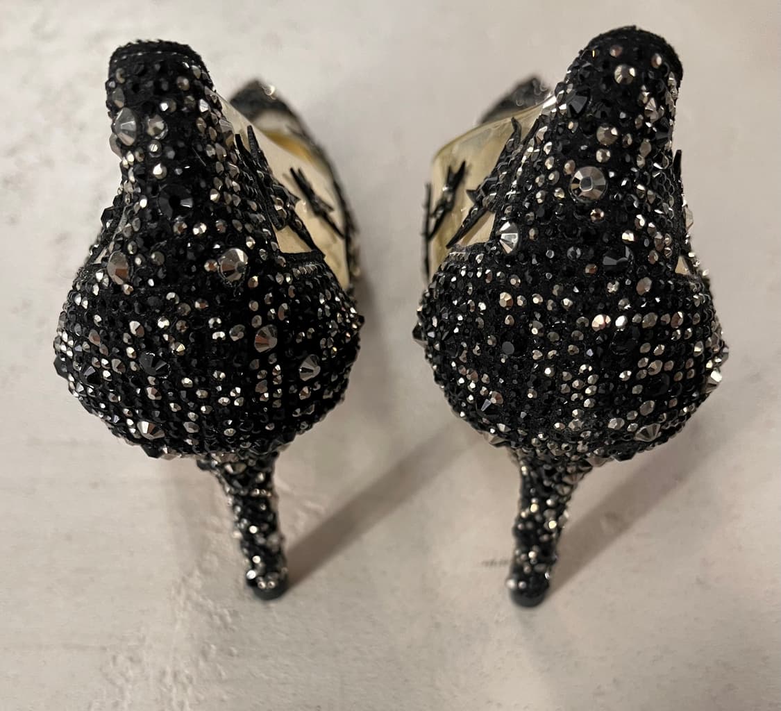 지미추 블랙 크리스탈 스타 스터드 힐 36 상품이미지4