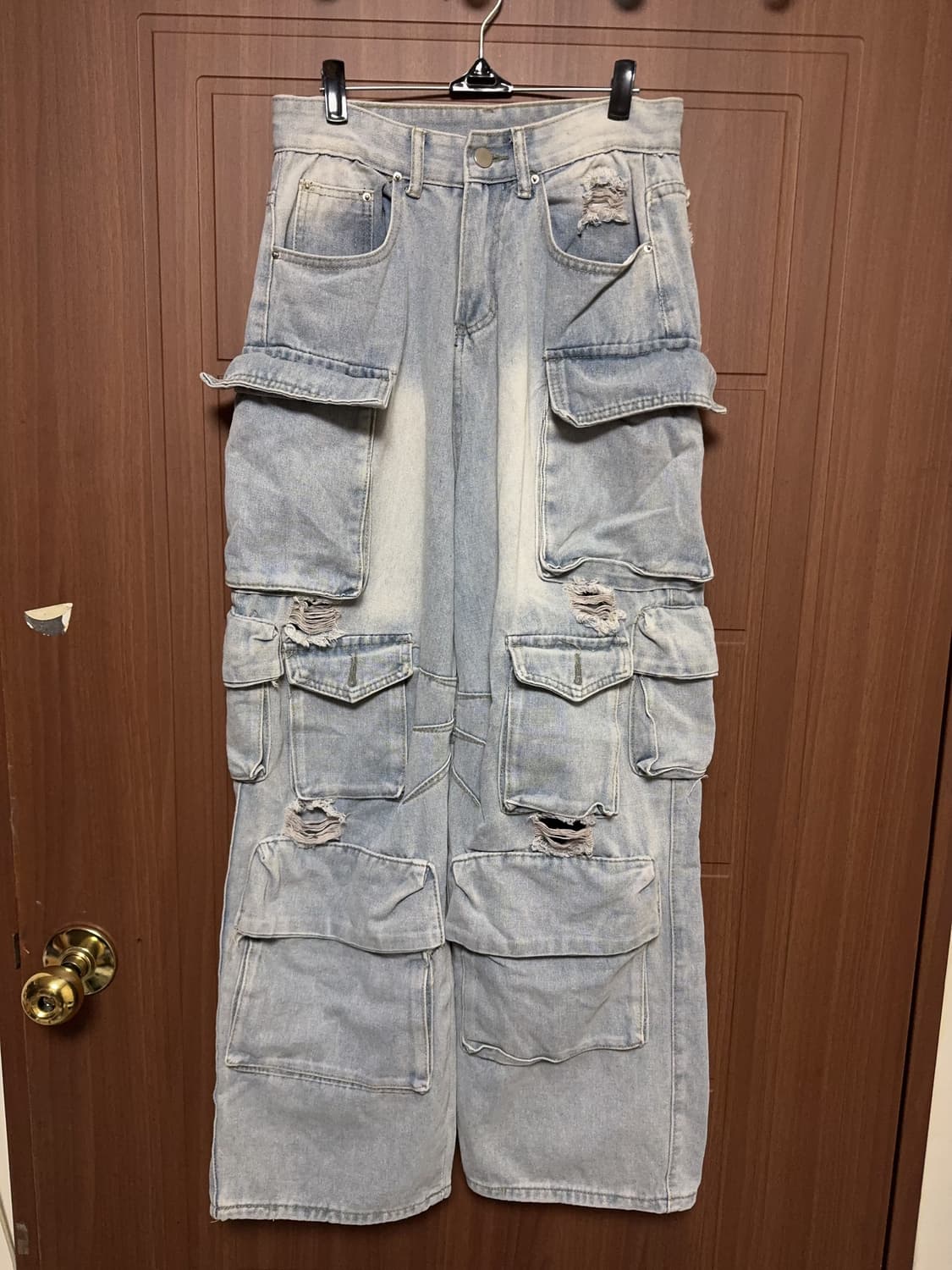 빈티지 서브컬쳐 중성계 무신사 데미지 워싱 와이드 데님 팬츠 상품이미지3