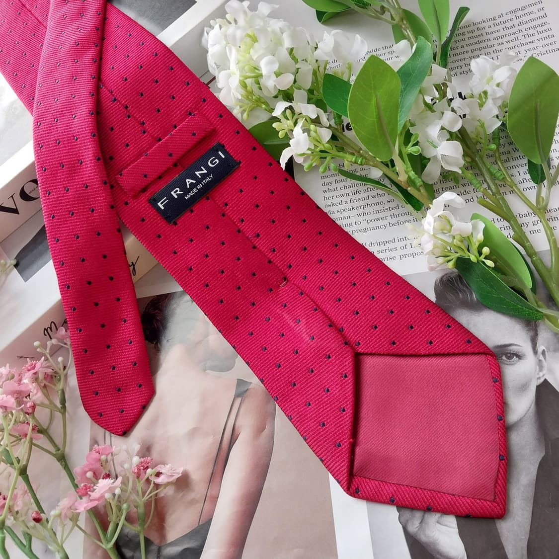 프란지 실크 레드 도트 패턴 넥타이 9.3cm A+등급 K1908
 상품이미지4