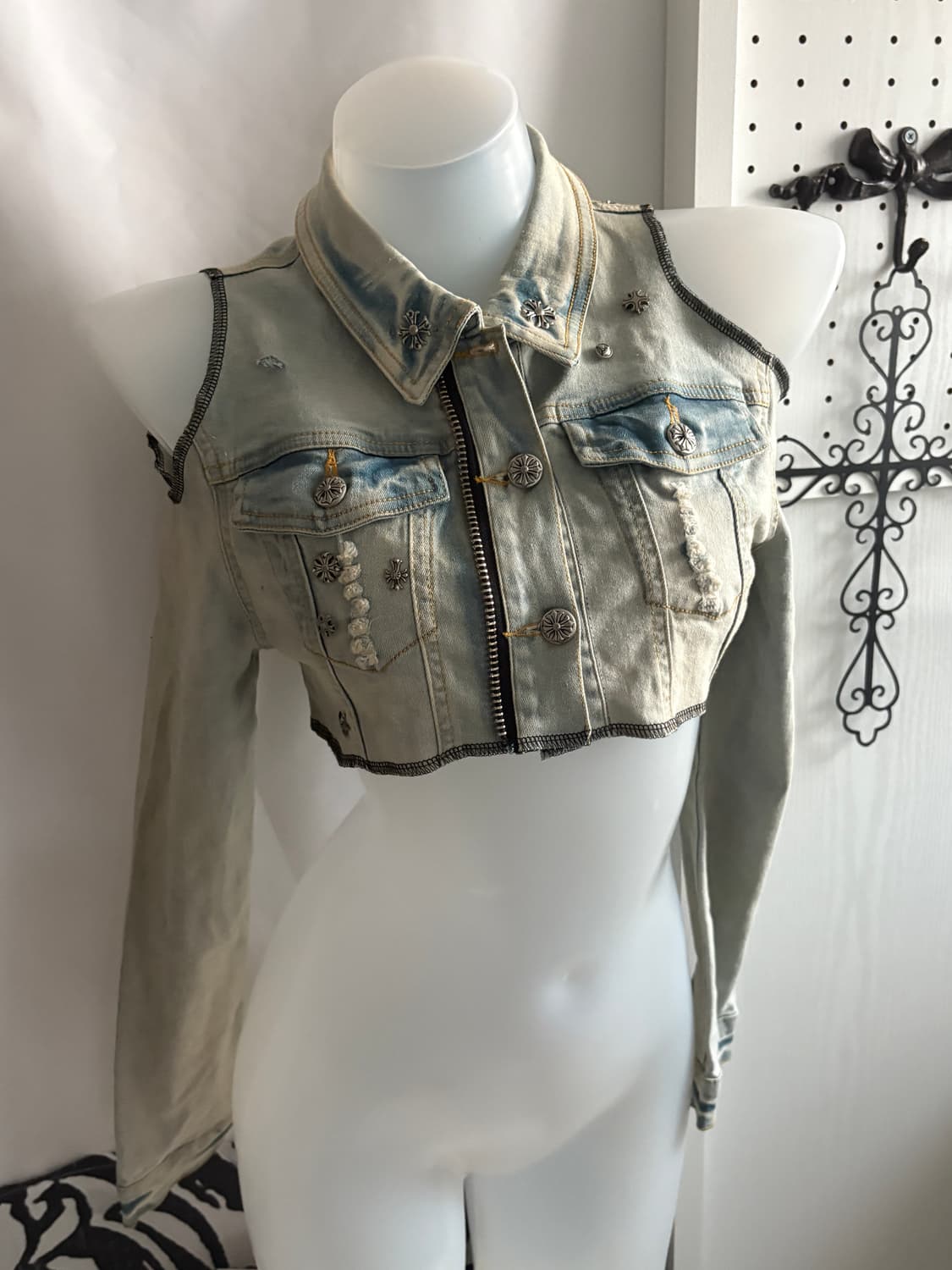 • Light sky blue cutoff detail denim jac 상품이미지5