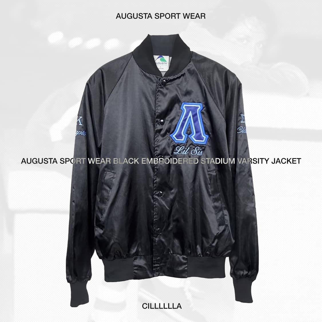 [S] AugustaSportsWear 블랙자수 스타디움 바시티 자켓 상품이미지1