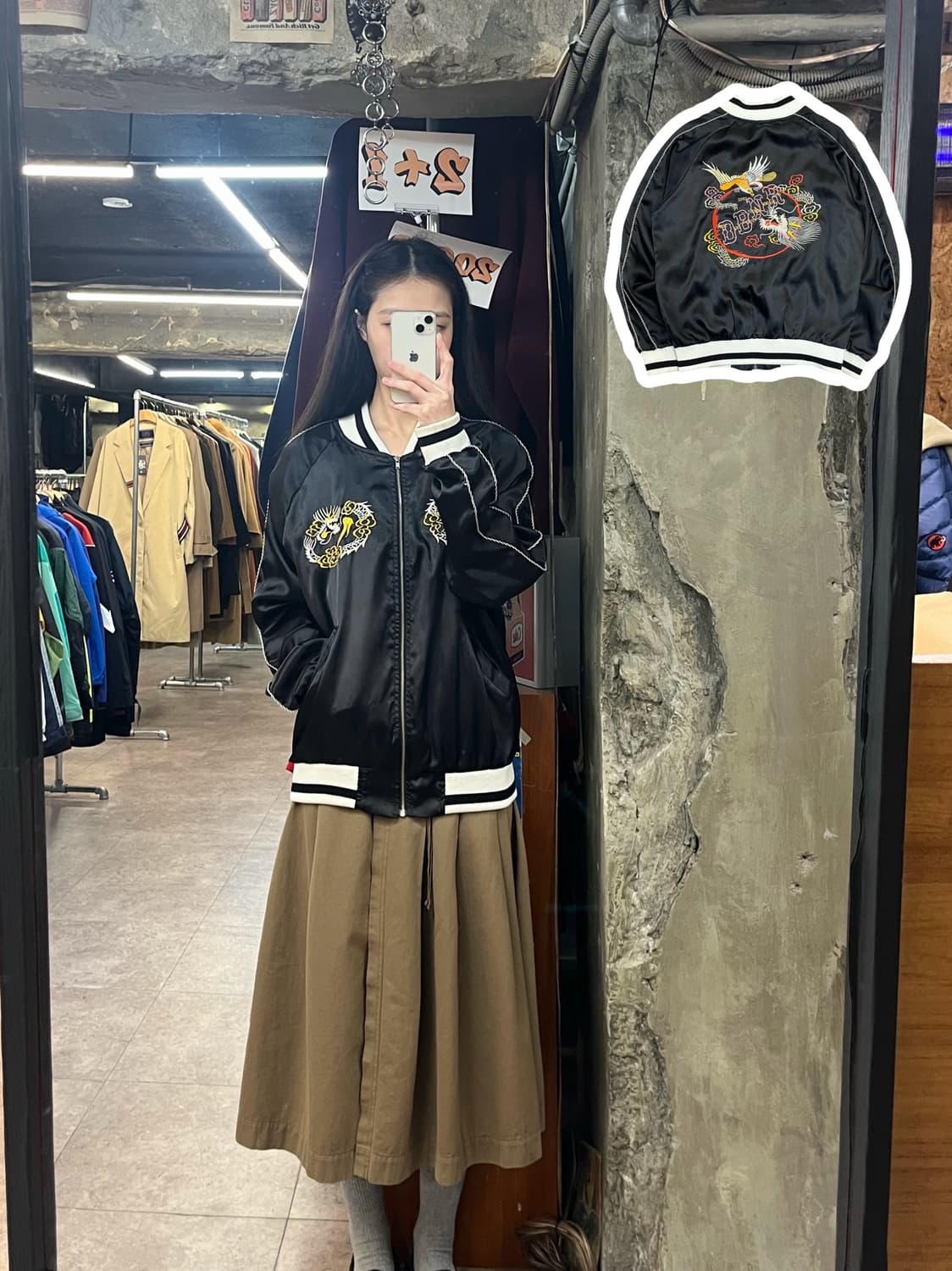 빈티지 자수 스카잔 블랙 M #csz3488 상품이미지1