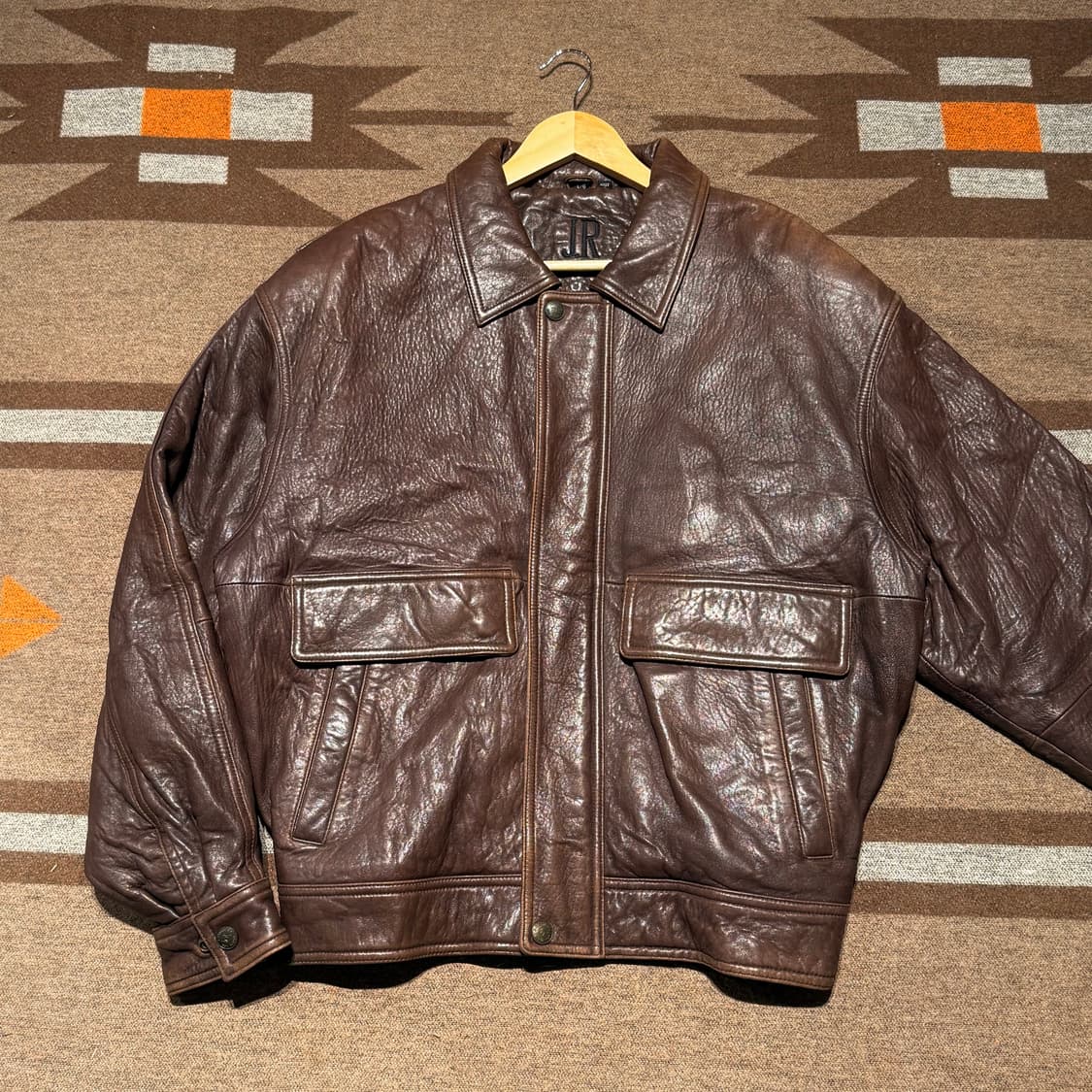 JR 빈티지 헤비 양가죽 A-2 레더 자켓 L 105 봄버 브라운 상품이미지3