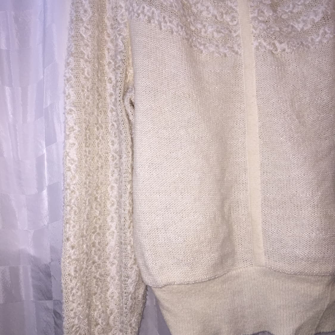 JPN Vintage 모리걸 히메갸루 글리터 레이스 브이넥 니트 상품이미지3