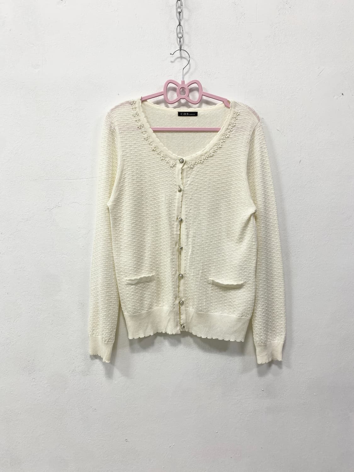 [C.D.S] 로걀 달천깔 비즈 레이스 가디건 상품이미지5