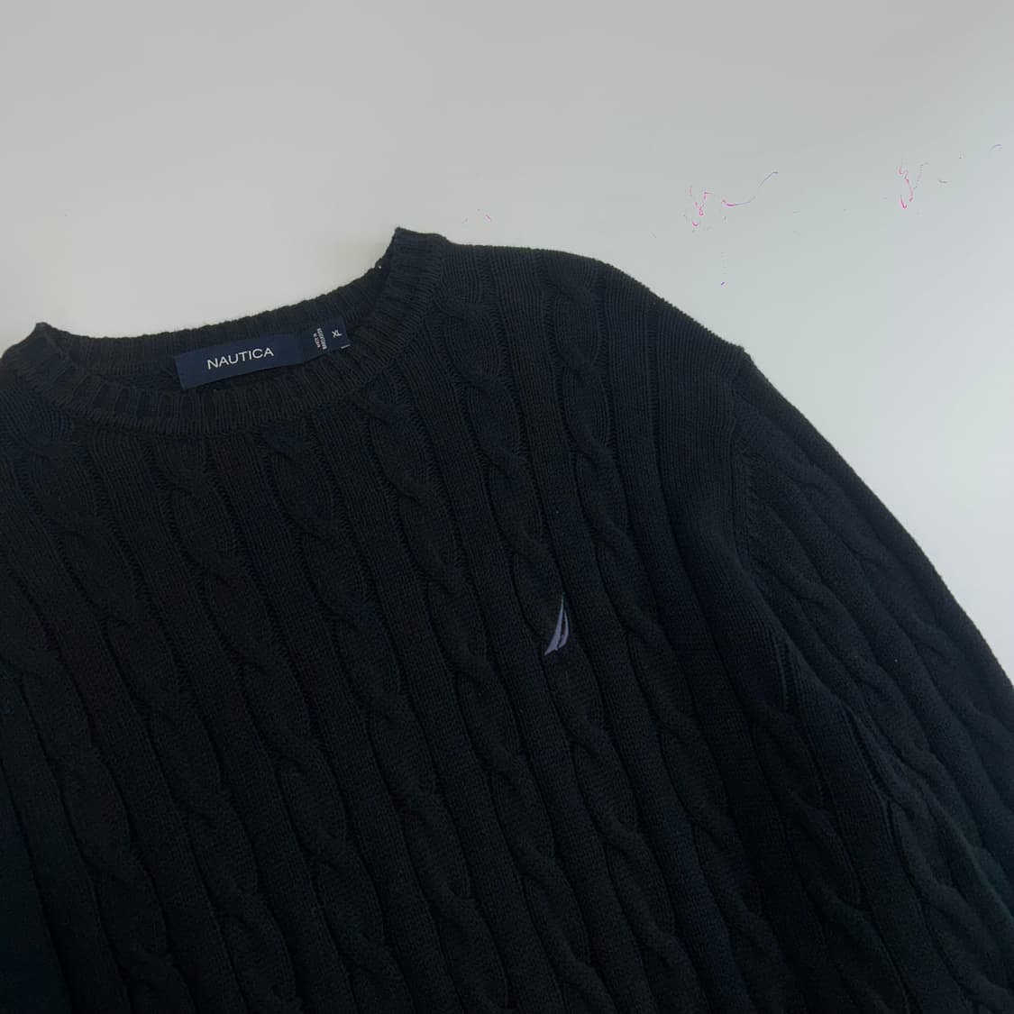 Nautica 퍼플그레이 로고 블랙 케이블 니트 상품이미지4
